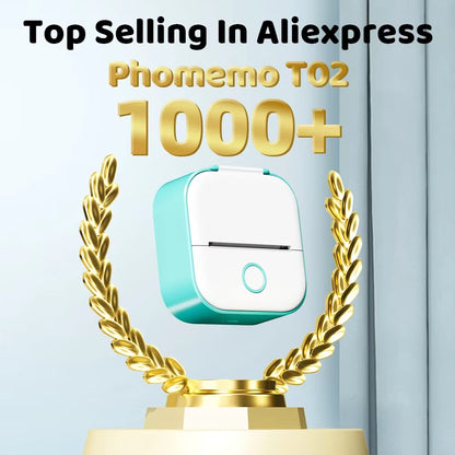 T02 Mini Thermal Printer  T02 Sticker Maker Machine Portable Bluetooth Pocket Printer Study Supplies for Photos Notes