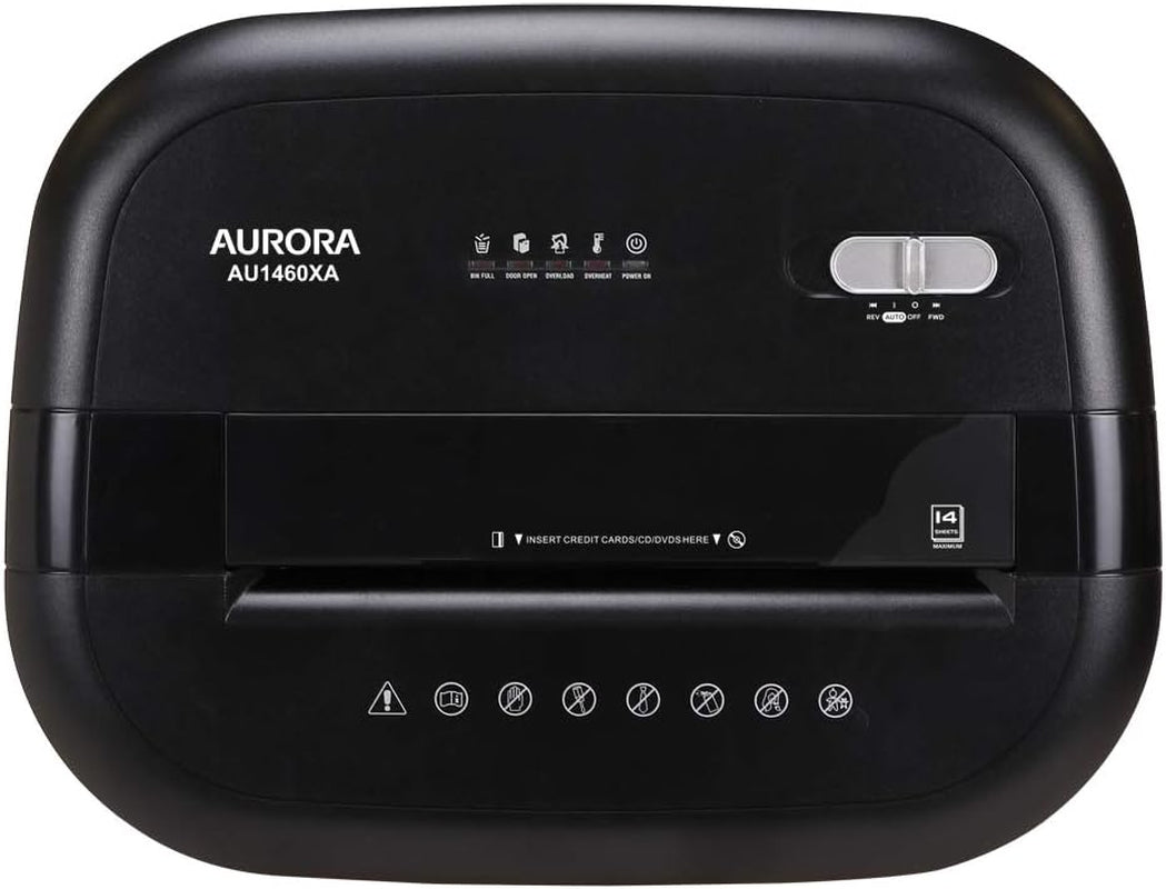 Anti-Jam 14-Sheet Crosscut Paper/Cd and Credit Card Shredder/With 6-Gallon Pullout Basket 120 Minutes Continuous Run Time