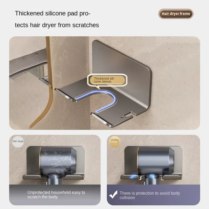 Hair Dryer Holder Bathroom Hair Straightener Stand Nail Free Shelves for Wall Room Bathroom Storage Rack Shelf Wall-Mounted Home