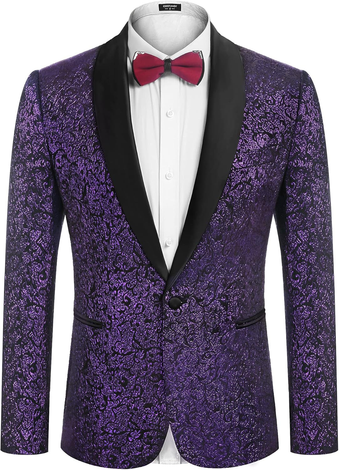 Men'S Floral Tuxedo Jacket Jacquard Suit Jacket Slim Fit Blazer for Wedding, Prom, Dinner