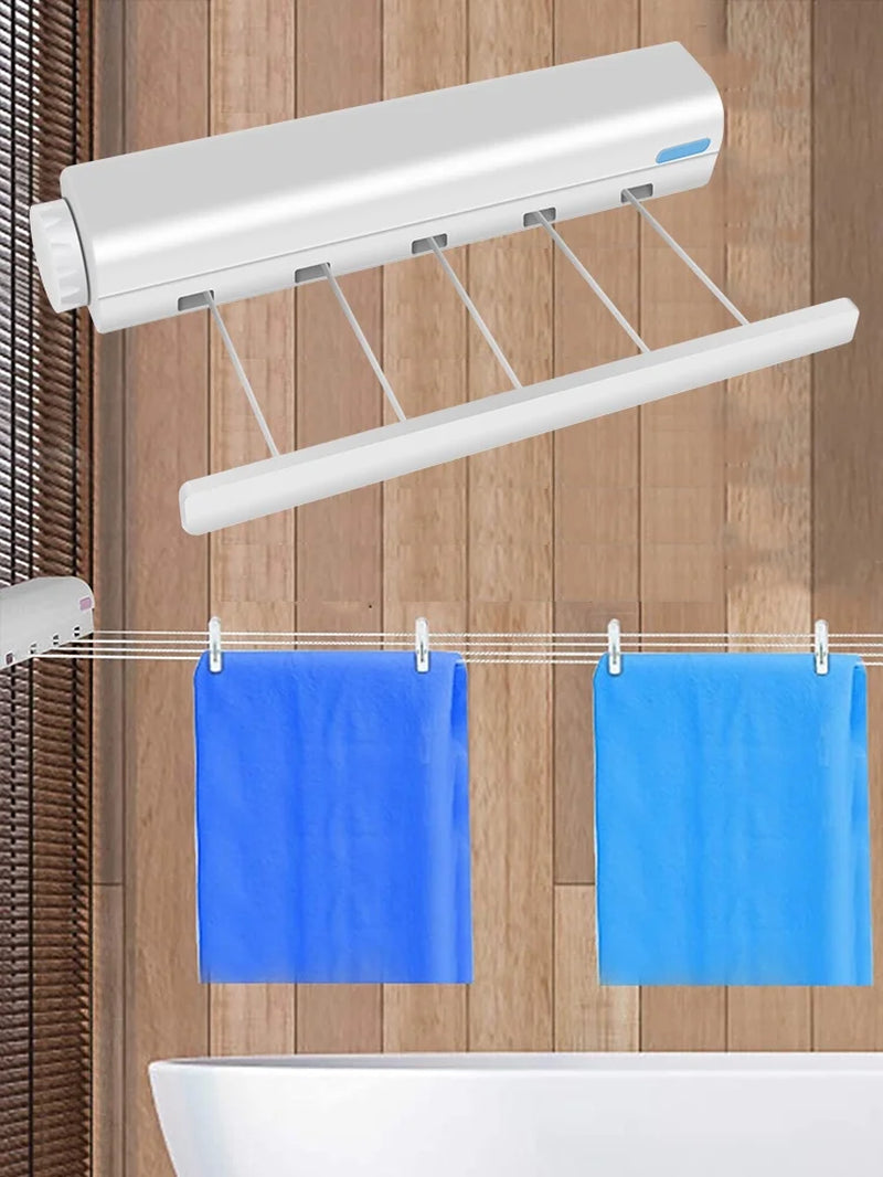 Retractable Clothesline Telescopic Clothesline 5-Line Clothes Drying Rope Hanger for Indoor Outdoor Supplies Wall Mounted Clothes Dryer Line