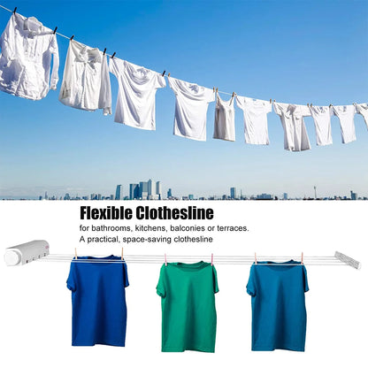 Retractable Clothesline Telescopic Clothesline 5-Line Clothes Drying Rope Hanger for Indoor Outdoor Supplies Wall Mounted Clothes Dryer Line