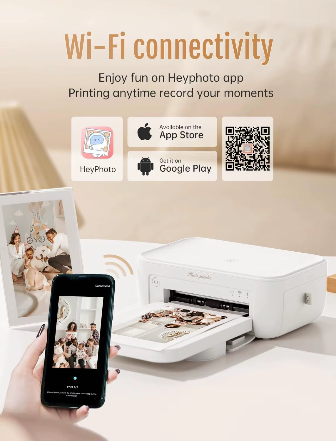 300Dpi Color Photo Wifi 4X6 Inch Printer Portable Mni Mobile Pocket Wireless Print Maker Machine with Ribbon and Photo Papers