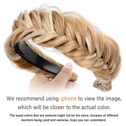 DIGUAN Wide Messy Braided Headband with Teeth Synthetic Hair Plaited Headband...