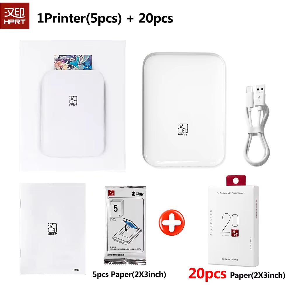 MT53 Color Photo Wifi Printer Mini Portable Mobile Handheld Pocket Bluetooth Printing Machine 2X3 Inch Zink Sticky-Backed Paper