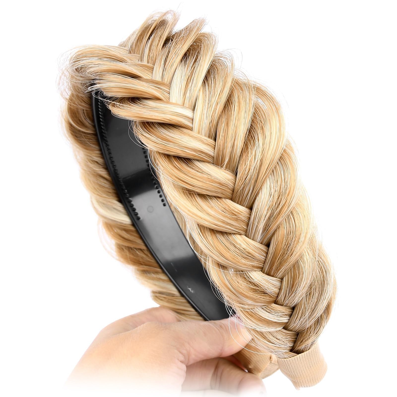 DIGUAN Wide Messy Braided Headband with Teeth Synthetic Hair Plaited Headband...