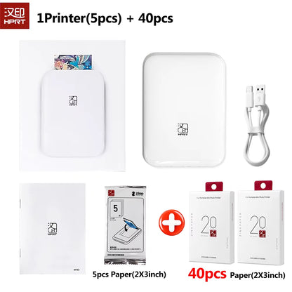 MT53 Color Photo Wifi Printer Mini Portable Mobile Handheld Pocket Bluetooth Printing Machine 2X3 Inch Zink Sticky-Backed Paper