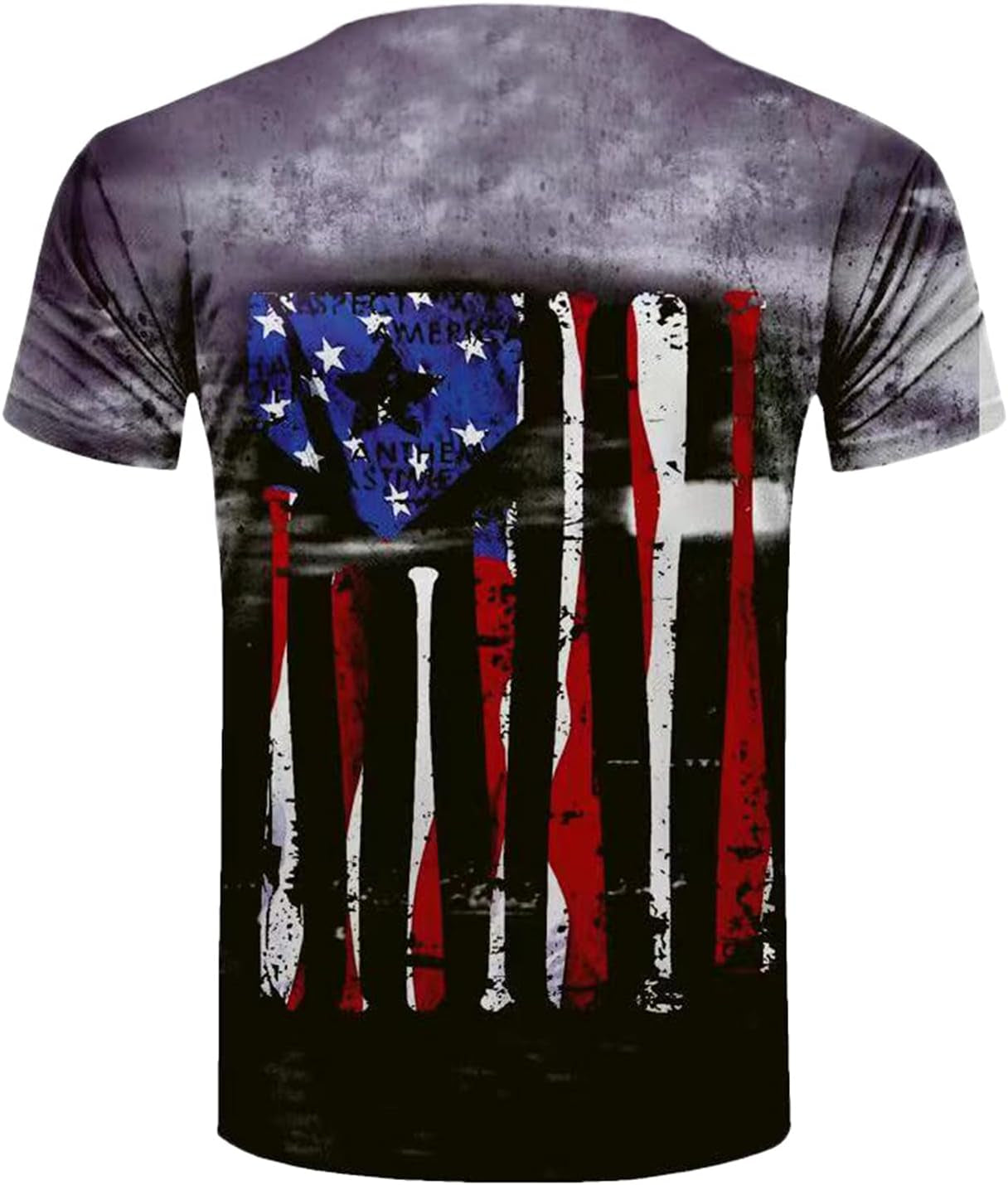 American Flag Shirt Mens Patriotic Short Sleeve T-Shirts Stars Stripes Freedom Tops Slim Muscle Shirt Marching Tees Purple,Xx-Large
