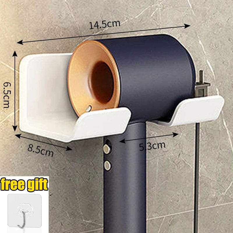Hair Dryer Holder Wall Mounted Wall Dryer Cradle White Black Greyhairdryer Blow Dryer Organizer for Bathroom Bathroom Shelves