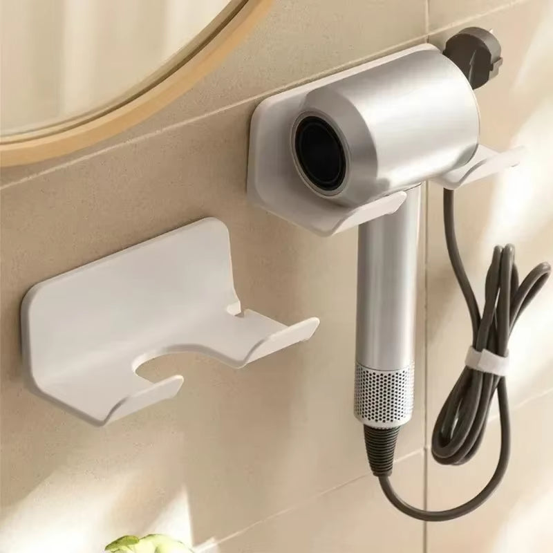 Hair Dryer Stand Holder Wall Mounted, ABS Punch Free Blow Dryer Holder Rack, Organizer for Hair Dryer, White ,Black