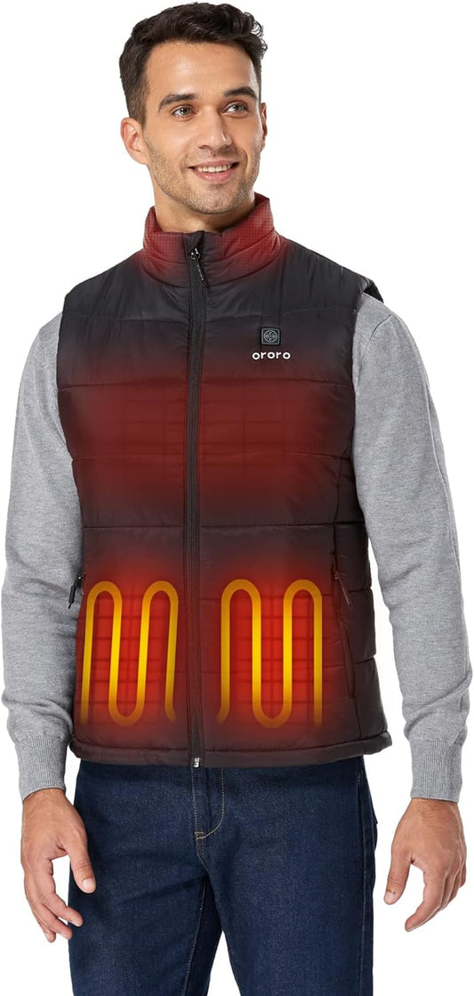 Men'S Lightweight Heated Vest with USB-C Rechargeable Battery, Puffer Classic Heating Vest