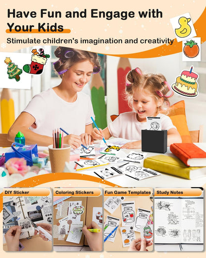 Thermal Mini Printer M02 - Sticker Print Pod, Inkless Pocket Printer for Phone & Pad, Sticky Maker Machine for Study Notes, Memo, Journal, Birthday