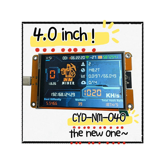 NMMiner NerdMiner V2 Hashrate Lucky Miner ESP32 4.0 inch Smart Display Crypto Solo Lottery 960KH/s Bitcoin ESP32-040 Board