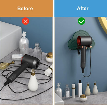 Hair Dryer Holder Wall Mounted Adhesive Blow Dryer Holder Hair Dryer Rack Wall Mounted Rack Bathroom Storage Rack（Orange）