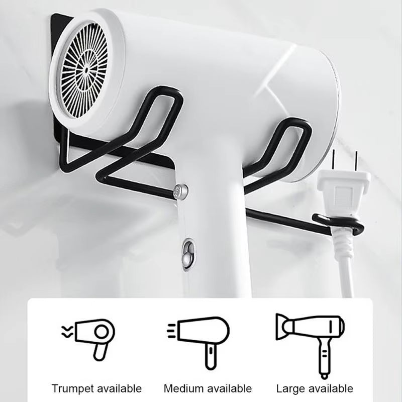 Hair Dryer Holder Wall Mounted Hair Dryer Bracket No Punching Home Bathroom Organizer Storage Rack Shelf Accessories