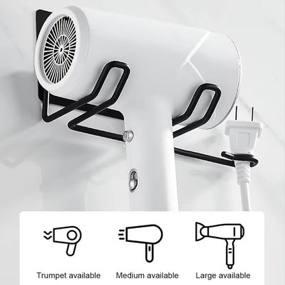 Hair Dryer Holder Wall Mounted Hair Dryer Bracket No Punching Home Bathroom Organizer Storage Rack Shelf Accessories