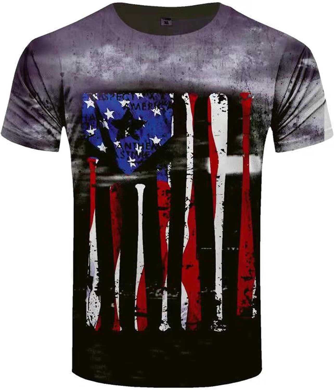 American Flag Shirt Mens Patriotic Short Sleeve T-Shirts Stars Stripes Freedom Tops Slim Muscle Shirt Marching Tees Purple,Xx-Large