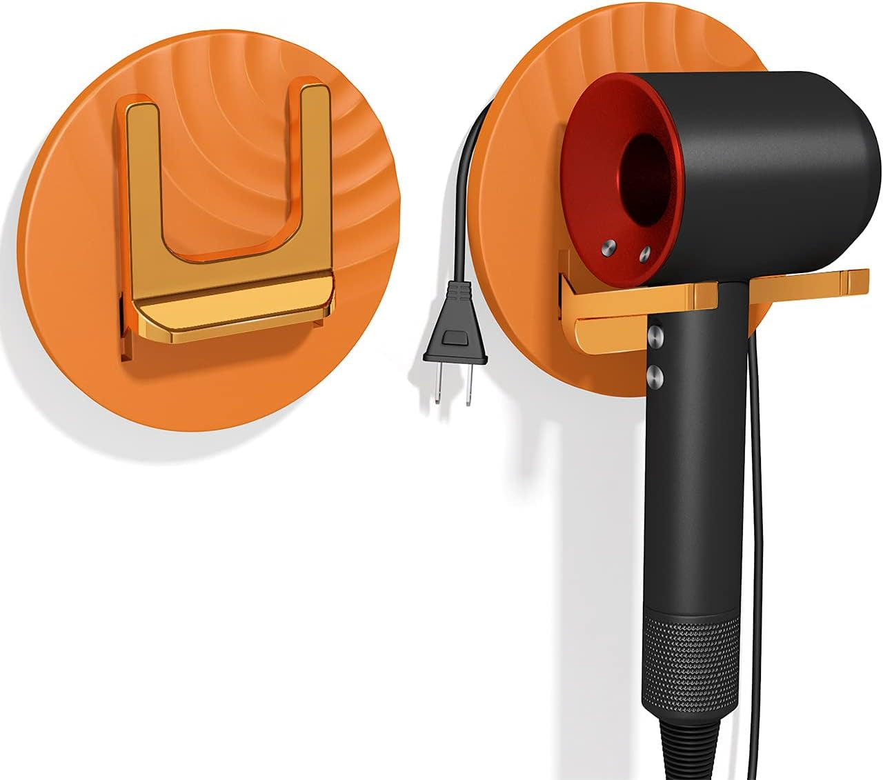 Hair Dryer Holder Wall Mounted Adhesive Blow Dryer Holder Hair Dryer Rack Wall Mounted Rack Bathroom Storage Rack（Orange）