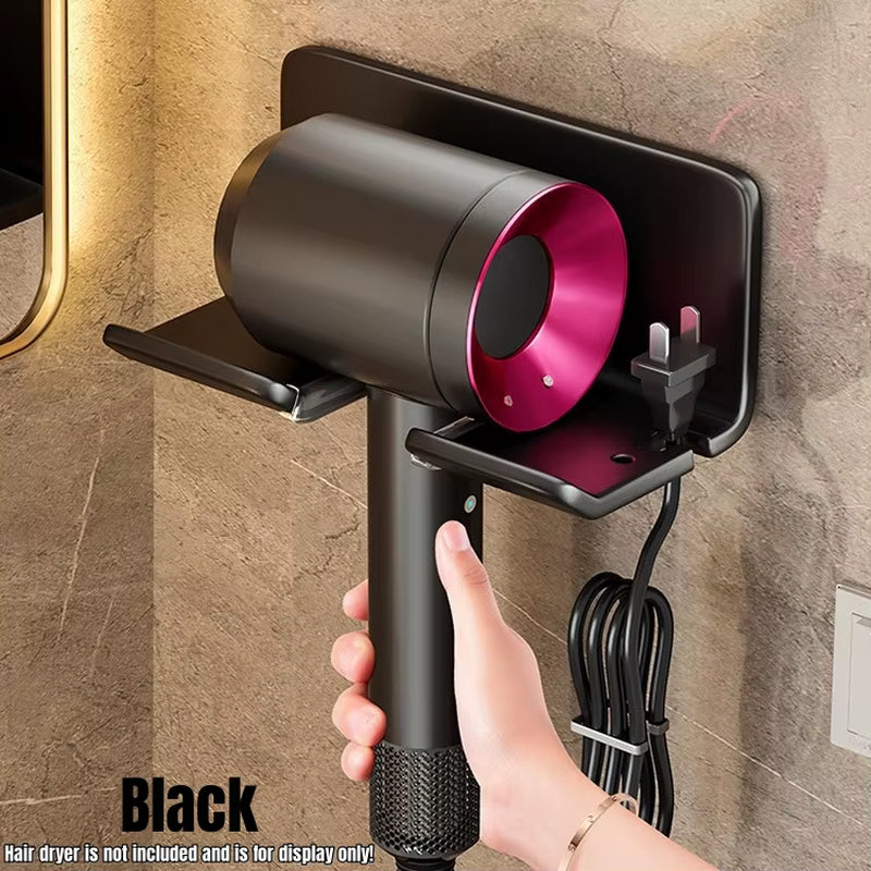 Universal Hair Dryer Holder Bathroom Hair Straightener Stand Nail Free Wall Shelves Room Storage Rack Wall-Mounted Home Shelf