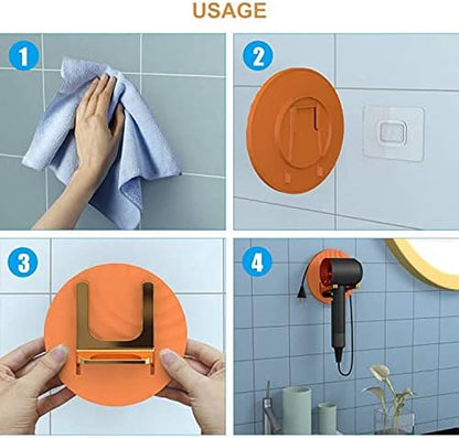Hair Dryer Holder Wall Mounted Adhesive Blow Dryer Holder Hair Dryer Rack Wall Mounted Rack Bathroom Storage Rack（Orange）
