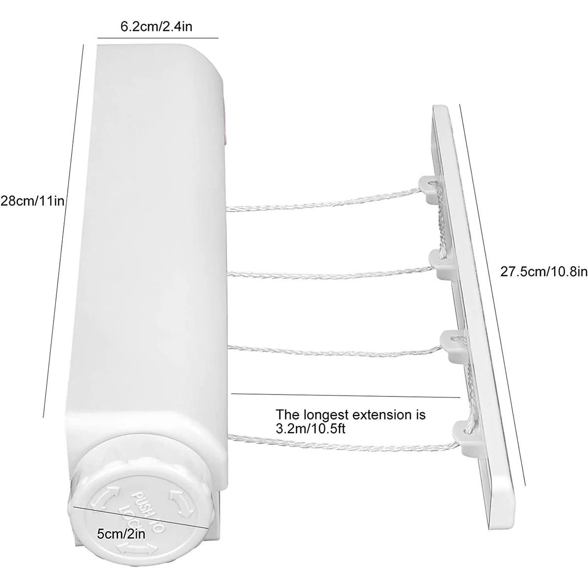 Retractable Clothesline Telescopic Clothesline 5-Line Clothes Drying Rope Hanger for Indoor Outdoor Supplies Wall Mounted Clothes Dryer Line