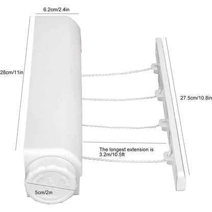 Retractable Clothesline Telescopic Clothesline 5-Line Clothes Drying Rope Hanger for Indoor Outdoor Supplies Wall Mounted Clothes Dryer Line