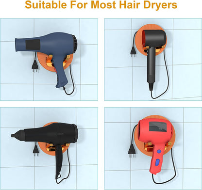 Hair Dryer Holder Wall Mounted Adhesive Blow Dryer Holder Hair Dryer Rack Wall Mounted Rack Bathroom Storage Rack（Orange）
