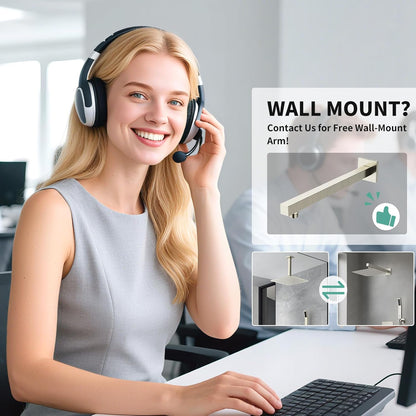 12 Inch Ceiling Mount Brushed Nickel Shower System Bathroom Luxury Rain Mixer Shower Combo Set Ceiling Rainfall Shower Head System Faucet Trim Repair Kits with Rough-In Valve and Trim