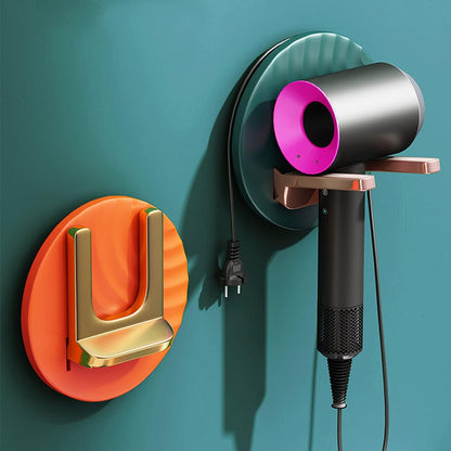 Hair Dryer Holder Wall Mounted Adhesive Blow Dryer Holder Hair Dryer Rack Wall Mounted Rack Bathroom Storage Rack（Orange）